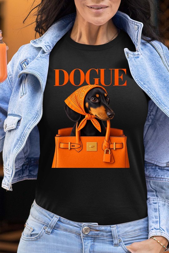 dogue orange fashion - Tshirt Femme-NOIR