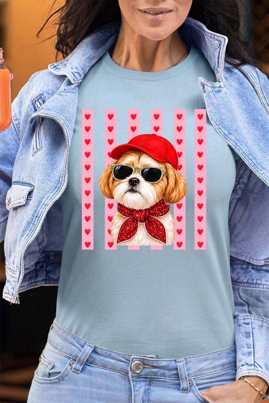 dog cap glass fashion - Tshirt Femme - FC-BLEU CIEL