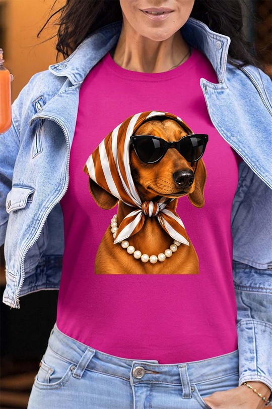 dog glasses fashion b - Tshirt Femme - FC-FUCHSIA