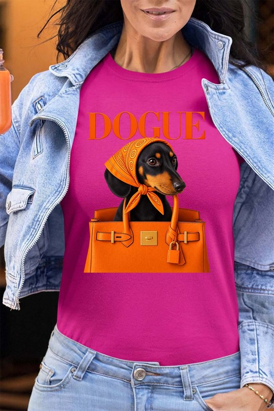 dogue orange fashion - Tshirt Femme - FC-FUCHSIA