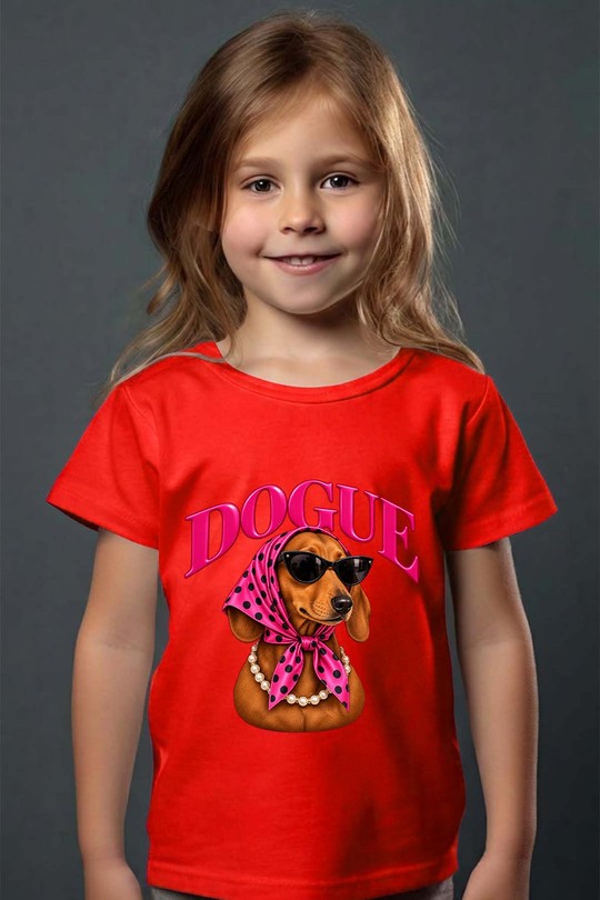 dog dogue fashion - Tshirt Fille-ROUGE