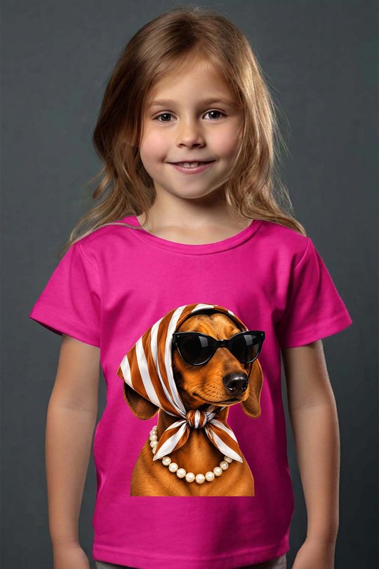 dog glasses fashion b - Tshirt Fille-FUCHSIA