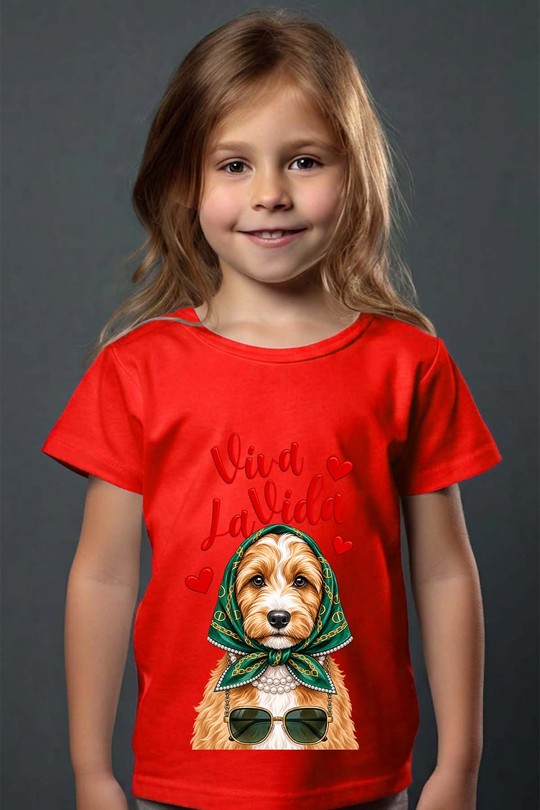 dog viva la vida fashion - Tshirt Fille-ROUGE