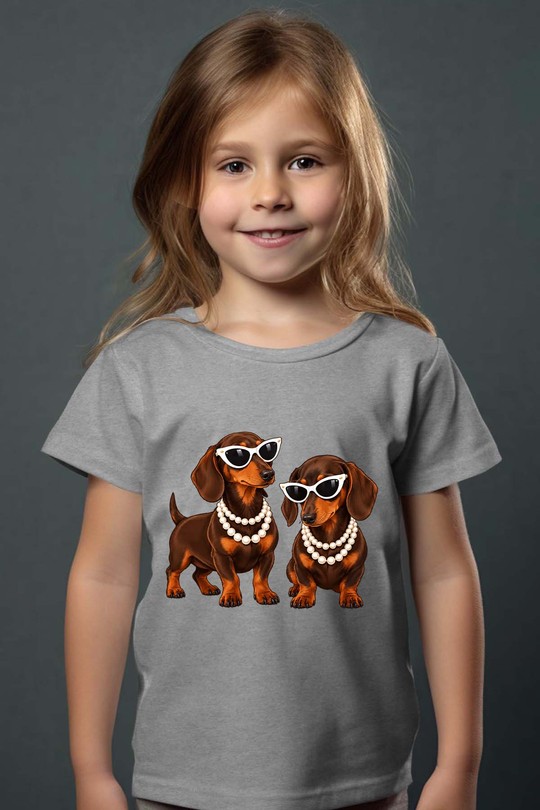 doge twins fashions - Tshirt Fille-GRIS