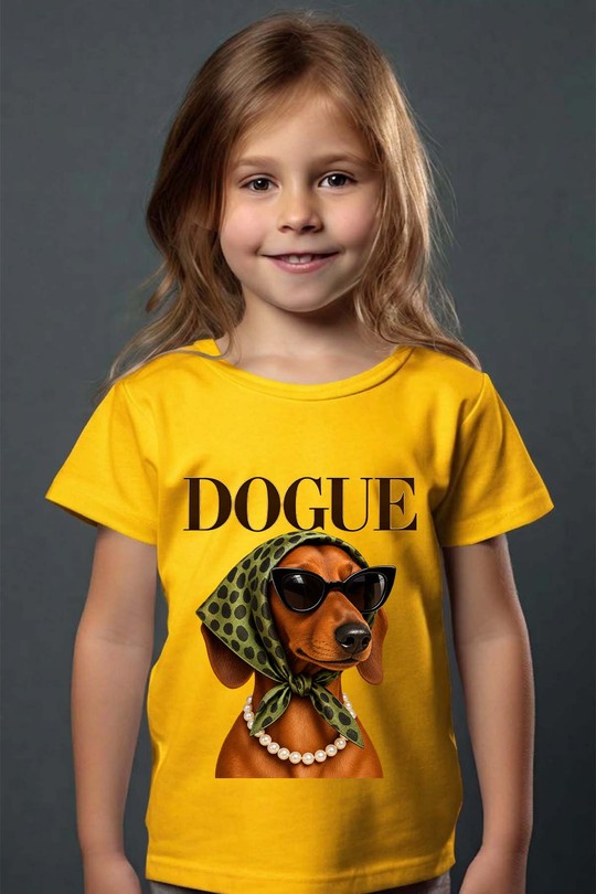 dogue fashuin glasses - Tshirt Fille-JAUNE