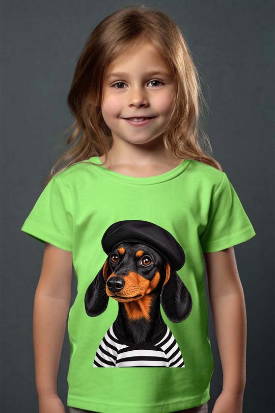 dog black fashion - Tshirt Fille - FC-VERT CLAIR