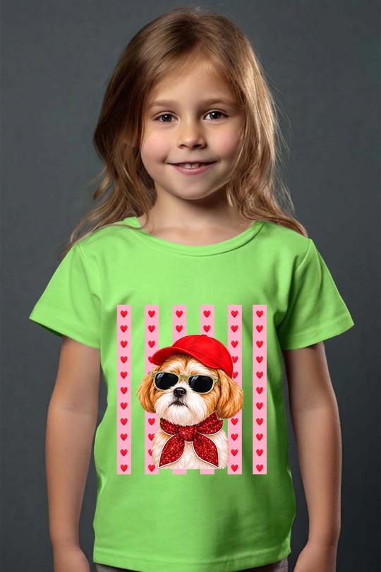 dog cap glass fashion - Tshirt Fille - FC-VERT CLAIR