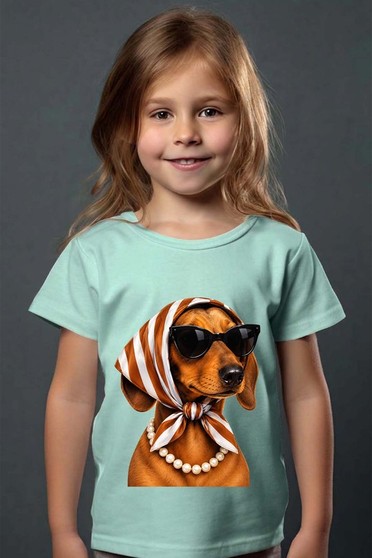 dog glasses fashion b - Tshirt Fille - FC-VERT D'EAU