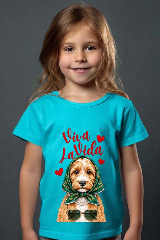 dog viva la vida fashion - Tshirt Fille - FC-TURQUOISE