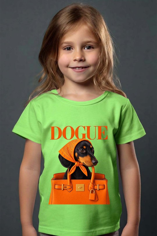 dogue orange fashion - Tshirt Fille - FC-VERT CLAIR
