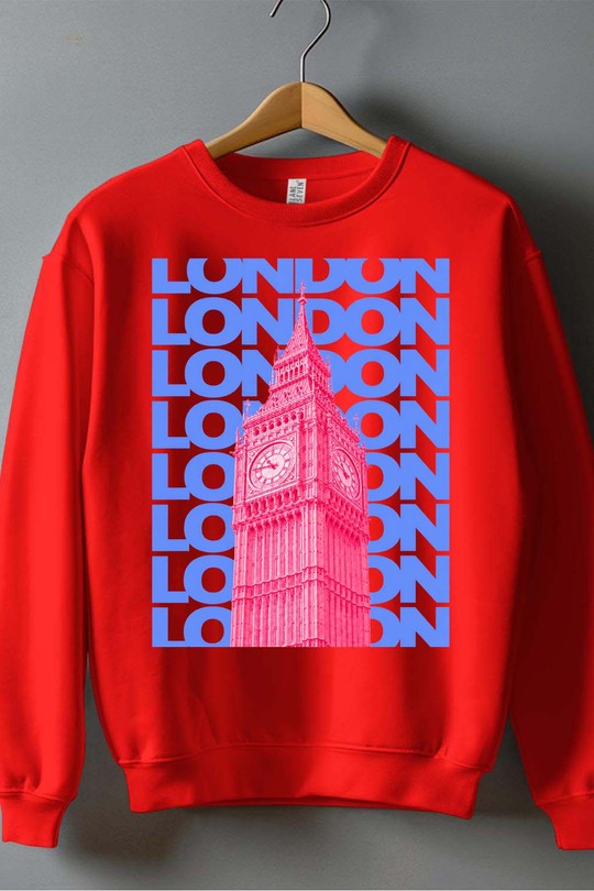 02 vintage london - Sweat Col Rond Homme-ROUGE