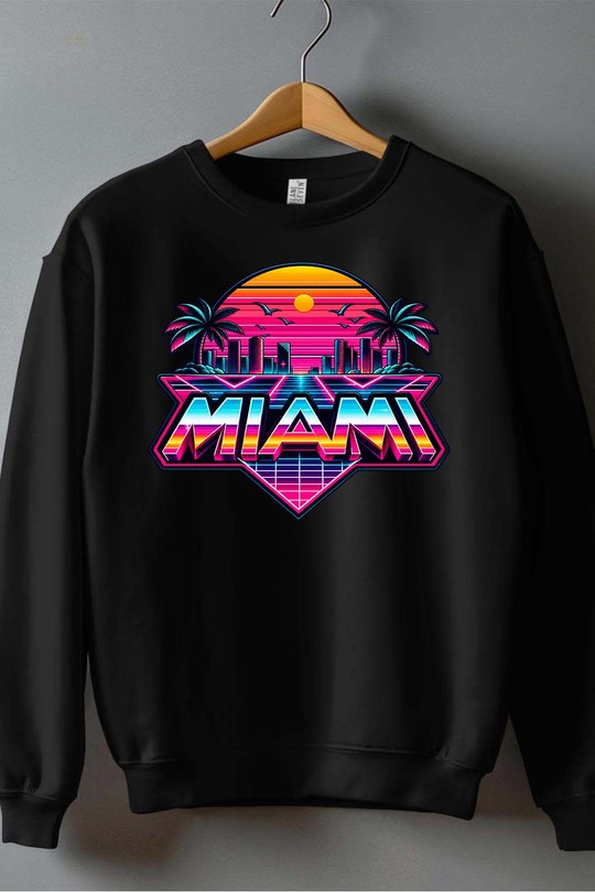 05 v miami - Sweat Col Rond Homme-NOIR