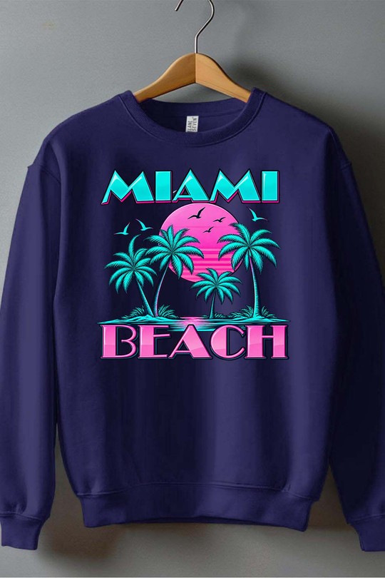 06 Miami 70s - Sweat Col Rond Homme-MARINE