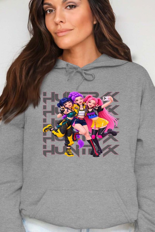 k-pop huntrix 2 - Sweat Capuche Femme-GRIS
