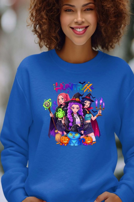 huntrix halloween - Sweat Col Rond Femme-BLEU ROI