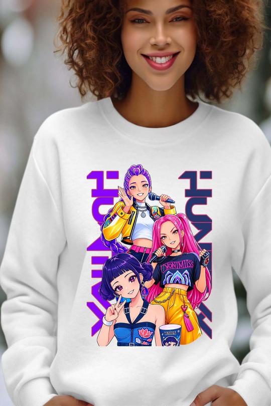 huntrix mira rumi - Sweat Col Rond Femme-BLANC