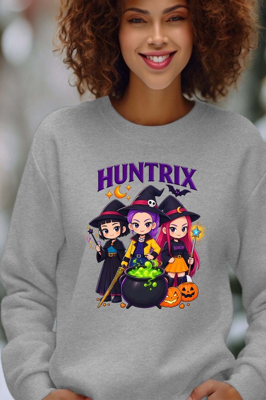 huntrix witch - Sweat Col Rond Femme-GRIS