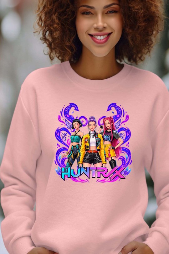 rumi zoey huntrix 2 - Sweat Col Rond Femme-ROSE