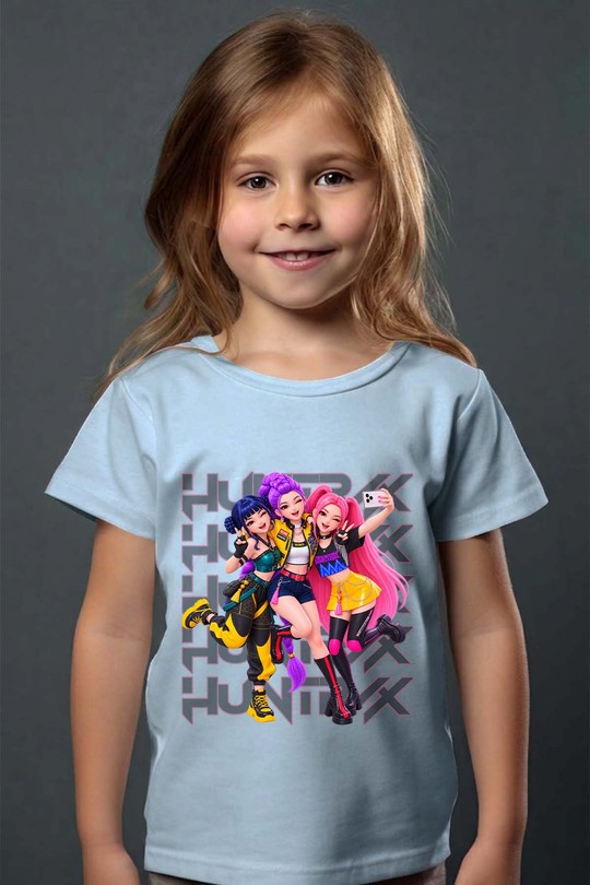 k-pop huntrix 2 - Tshirt Fille - FC-BLEU CIEL