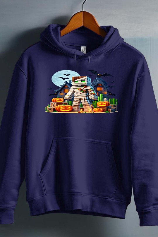 halloween minecraft - Sweat capuche Homme-MARINE