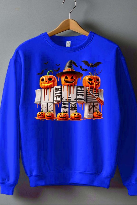 halloween roblox - Sweat Col Rond Homme-BLEU ROI