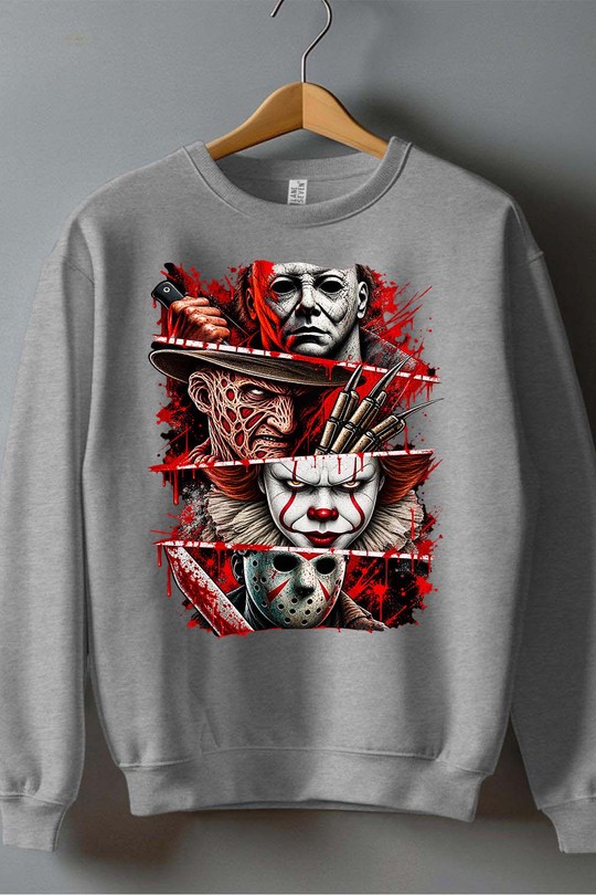 scary halloween - Sweat Col Rond Homme-GRIS