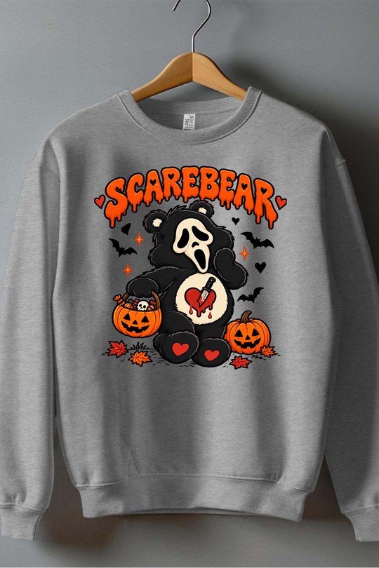 scary tedy halloween - Sweat Col Rond Homme-GRIS
