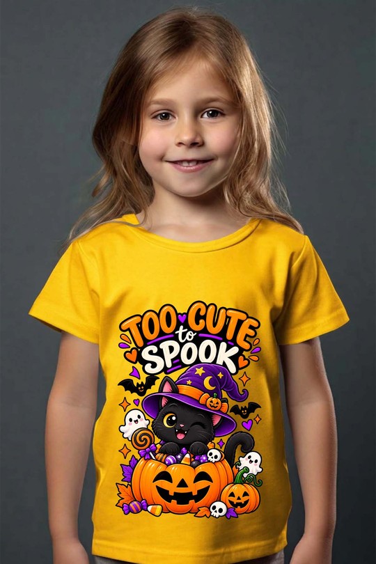 trick cat halloween - Tshirt Fille-JAUNE