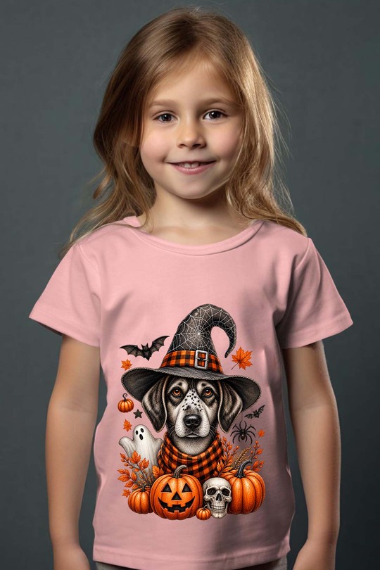 witch dog - Tshirt Fille-ROSE