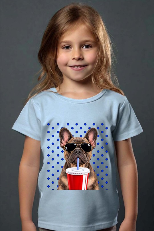 dog glasses d - Tshirt Fille - FC-BLEU CIEL