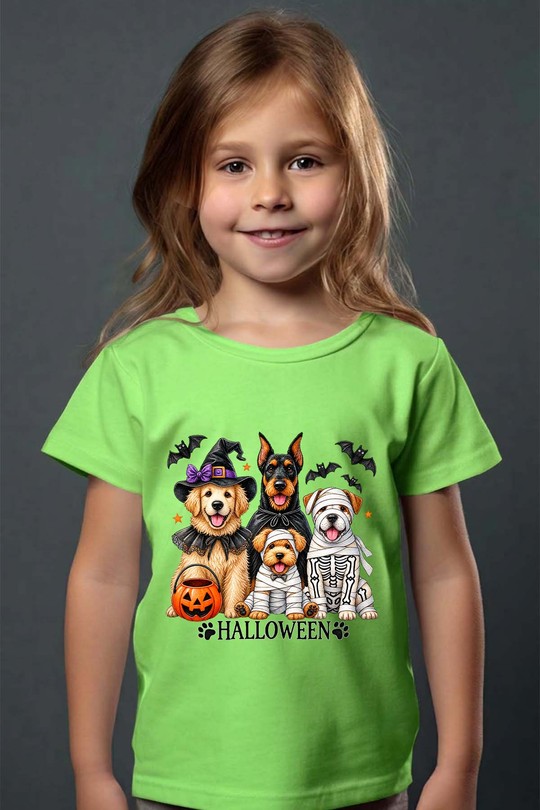 dogs halloween - Tshirt Fille - FC-VERT CLAIR