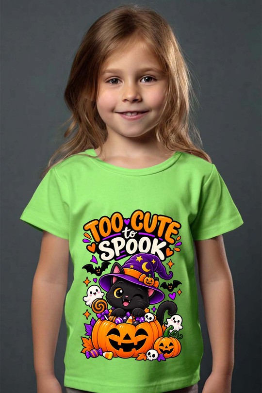 trick cat halloween - Tshirt Fille - FC-VERT CLAIR