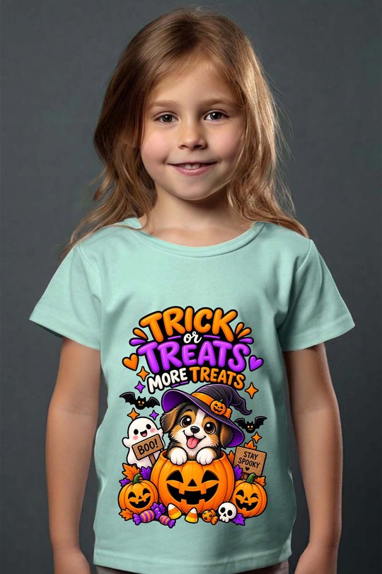 trick dog halloween - Tshirt Fille - FC-VERT D'EAU