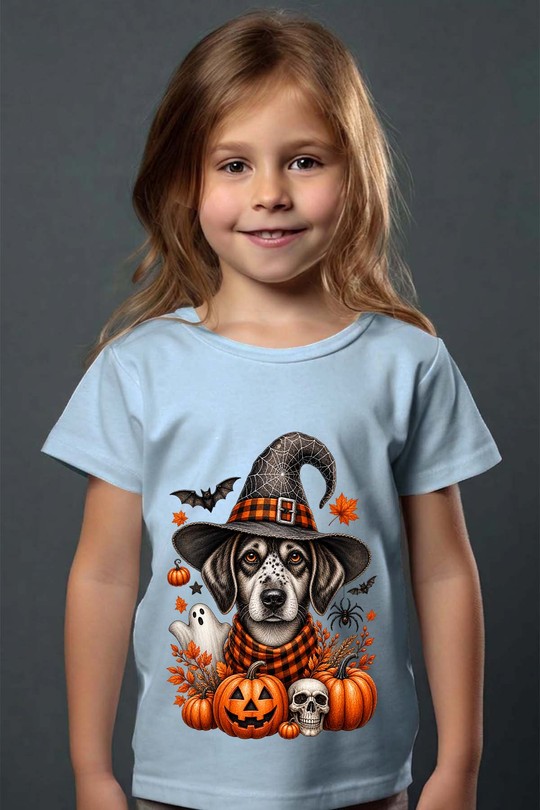witch dog - Tshirt Fille - FC-BLEU CIEL