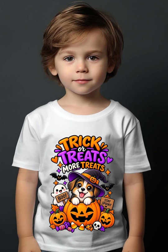 trick dog halloween - Tshirt Garçon-BLANC