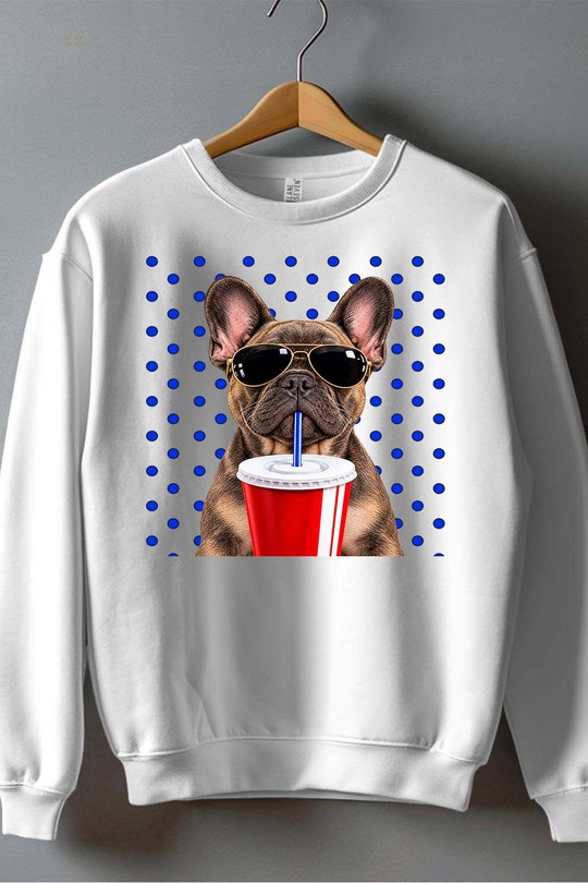 dog glasses d - Sweat Col Rond Homme-BLANC