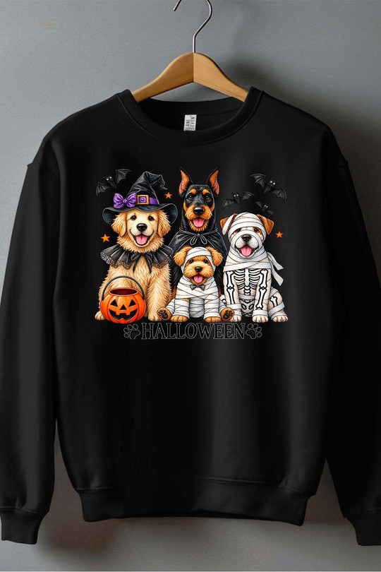 dogs halloween - Sweat Col Rond Homme-NOIR