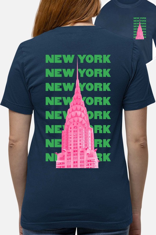 Multi newyork TXT - Tshirt Femme AR CR-MARINE