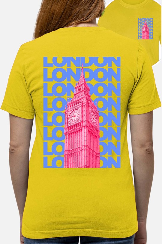 Multi london TXT - Tshirt Femme AR CR - FC-JAUNE