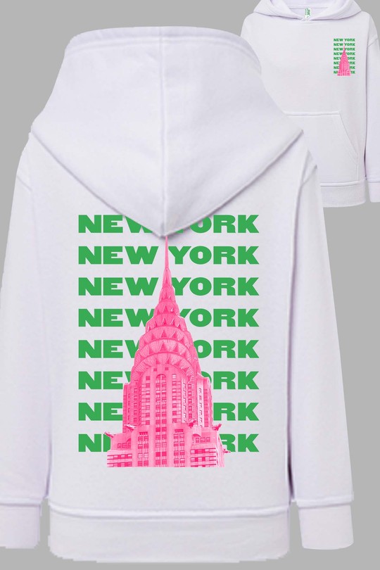 Multi newyork TXT - Sweat Capuche Homme AR CR-BLANC