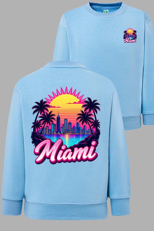 00 miami vintage - Sweat Col Rond Homme AR CR-BLEU CIEL