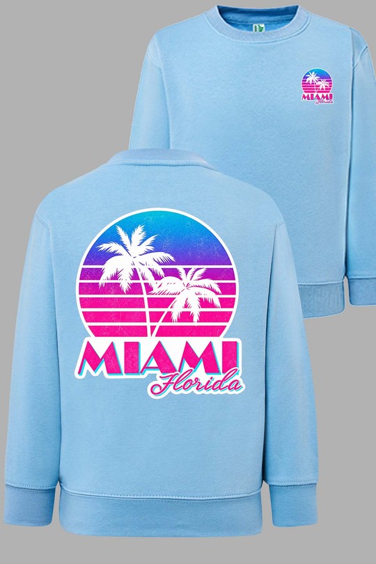 Florida Miami - Sweat Col Rond Homme AR CR-BLEU CIEL