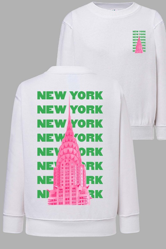 Multi newyork TXT - Sweat Col Rond Homme AR CR-BLANC