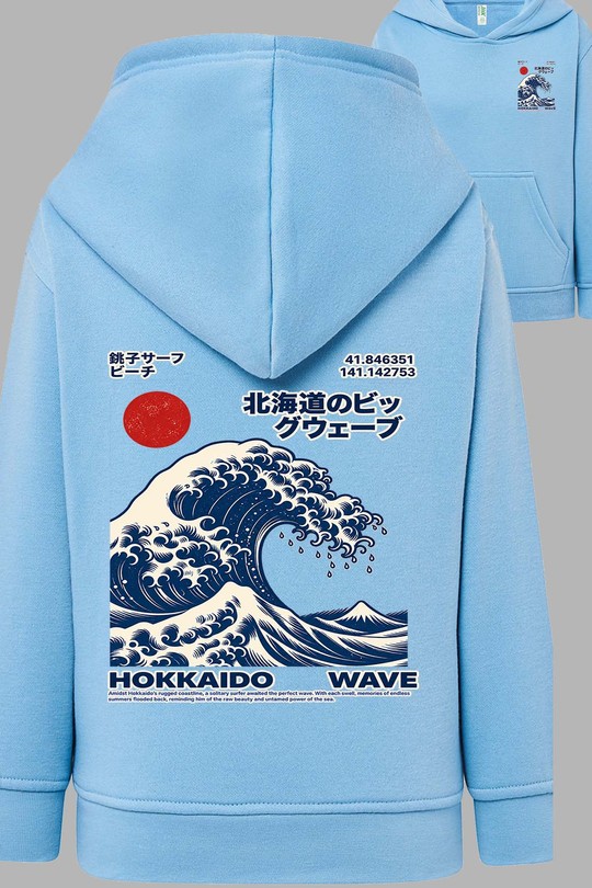 Hokkaido Wave - Sweat Capuche Femme AR CR-BLEU CIEL