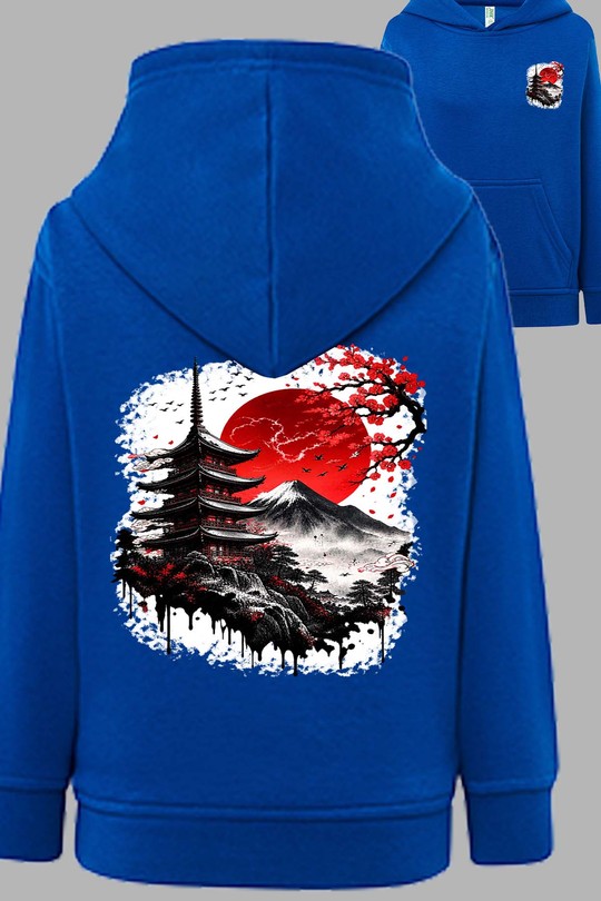 Red Sun sakura - Sweat Capuche Femme AR CR-BLEU ROI