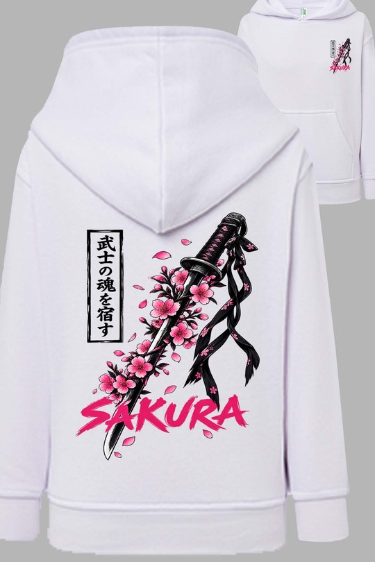 Sword Soul Samurai - Sweat Capuche Femme AR CR-BLANC