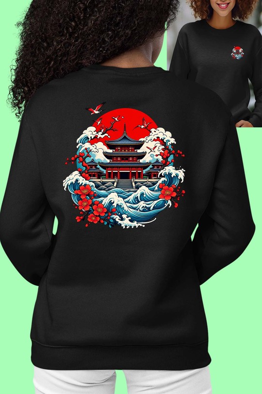eastern art castle - Sweat Col Rond Femme AR CR-NOIR