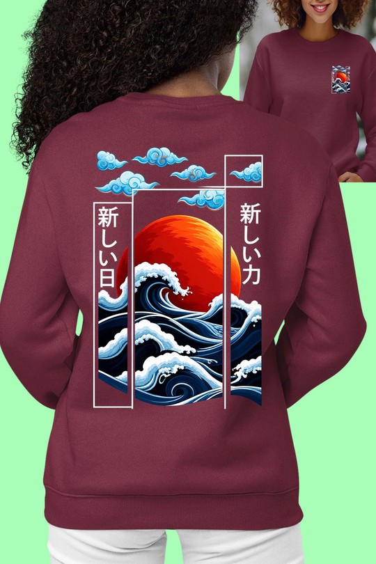 eastern art jp 2 - Sweat Col Rond Femme AR CR-BORDEAUX