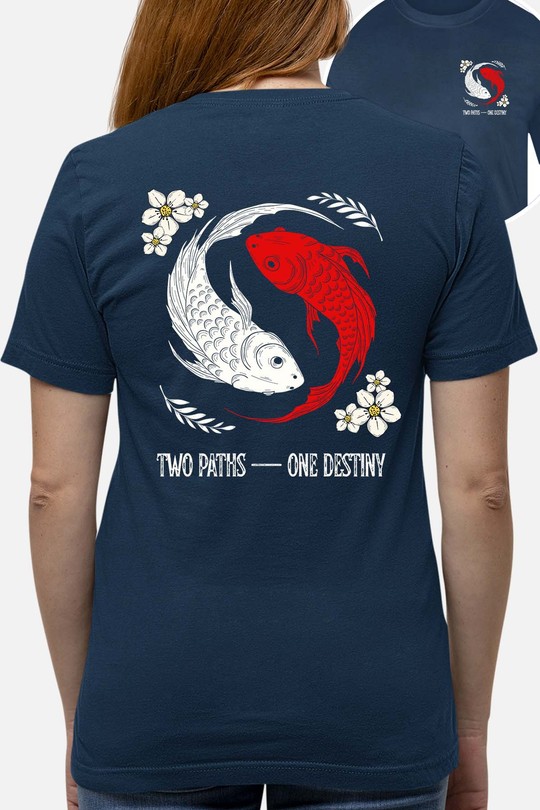 Red and White Creative Illustrated Koi Fish - Tshirt Femme AR CR-MARINE