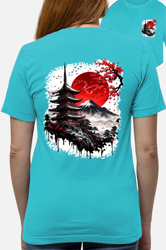 Red Sun sakura - Tshirt Femme AR CR - FC-TURQUOISE